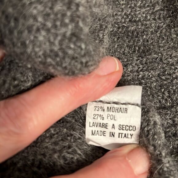 Grey Mohair Blend Boxy Cropped Italian Made Pullover Vest Size M - Picture 9 of 9